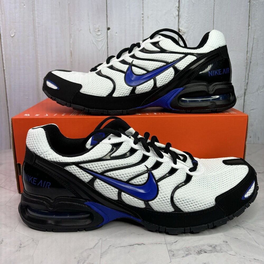 Nike Air Max Torch 4 White Hyper Blue Black Mens Sz 12 Shoes CW7026-100 No Lid